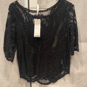 Black Womens Lace Tee